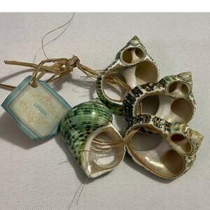 LOGGIA Natural Seashell Napkin Holders — Set of 4